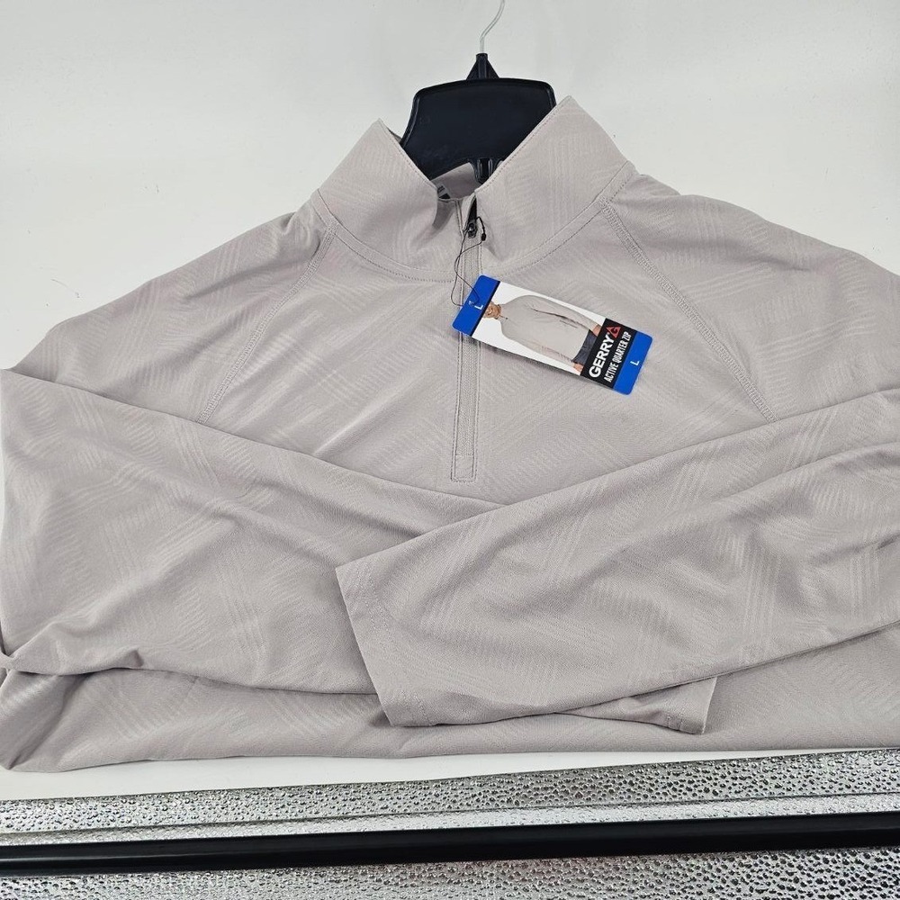 Gerry Active Quarter Zip Mens Large Gray New Pullover Moisture Wicking Stretch